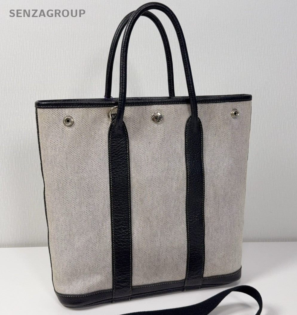 Hermes Garden Flie28 Handbag Crossbody Gray Black Silver Women Classic