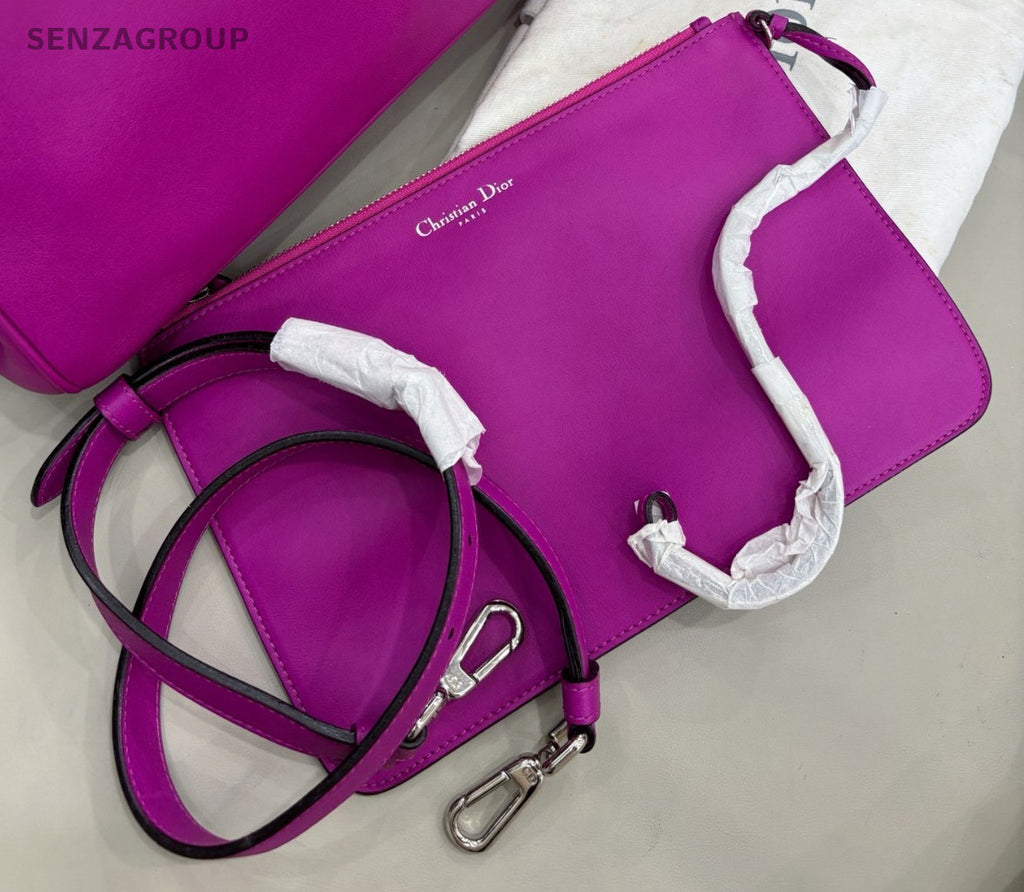Christian Dior Diorissimo Vip MM Top Handle Bag Purple Silver Used Women Classic