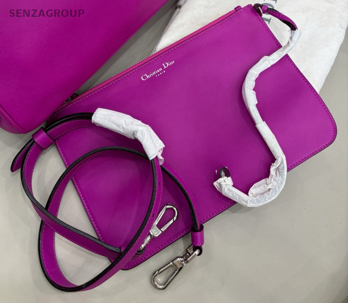 Christian Dior Diorissimo Vip MM Top Handle Bag Purple Silver Used Women Classic