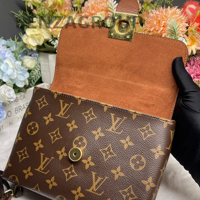 Louis Vuitton Monogram Lockit BB Bag Brown Gold Women's Shoulder Handbag