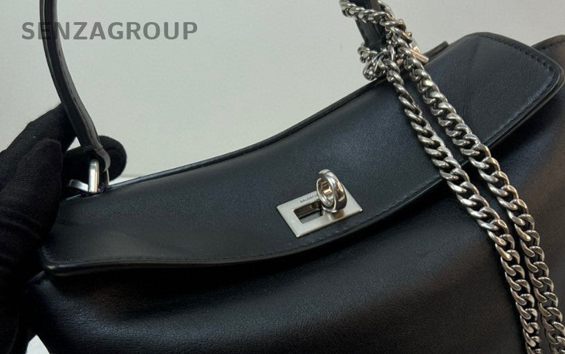 Balenciaga Rodeo Mini Top Handle Bag Crossbody Black Silver Women Vintage