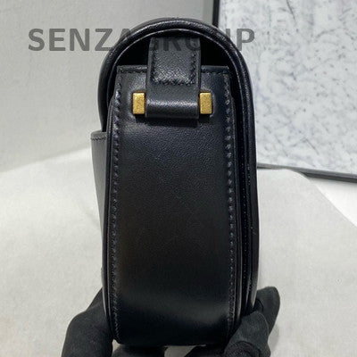 Saint Laurent Black Saddle Bag Gold Hardware Classic Women's Shoulder Bag
