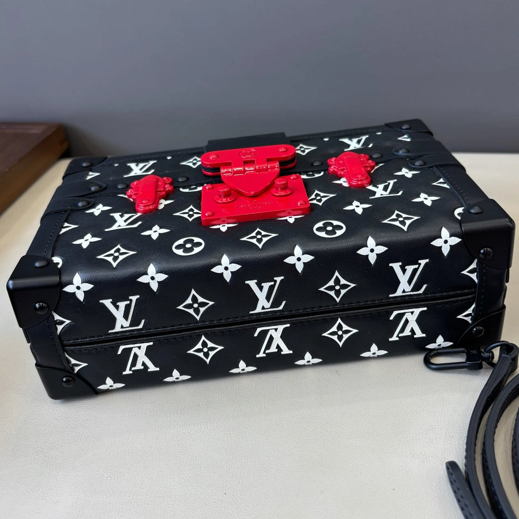 Chip Version Louis Vuitton Petite Malle Monogram Black Shoulder Bag Crossbody
