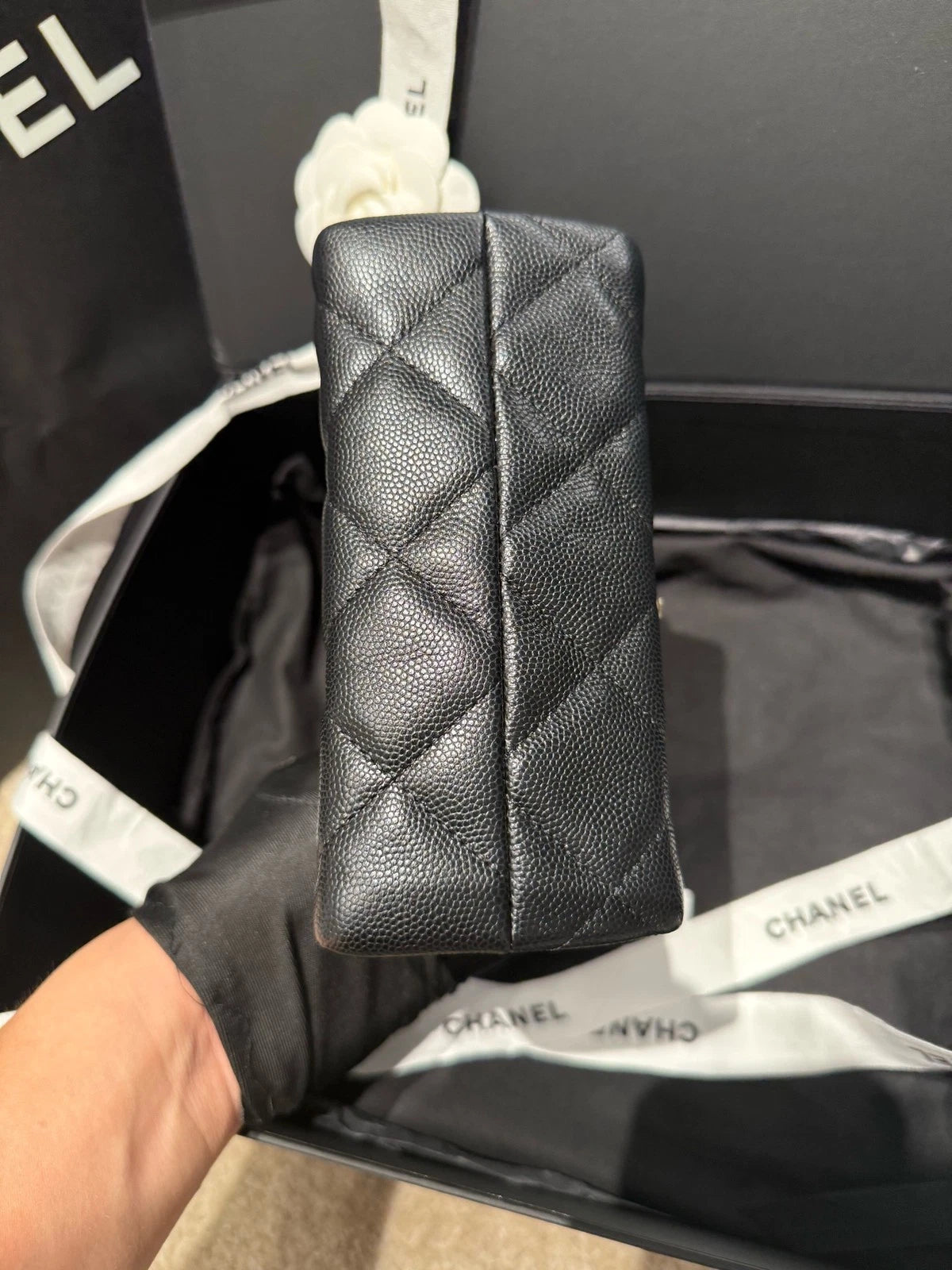 CHANEL Calfskin Top Handle Kelly Handbag For Women