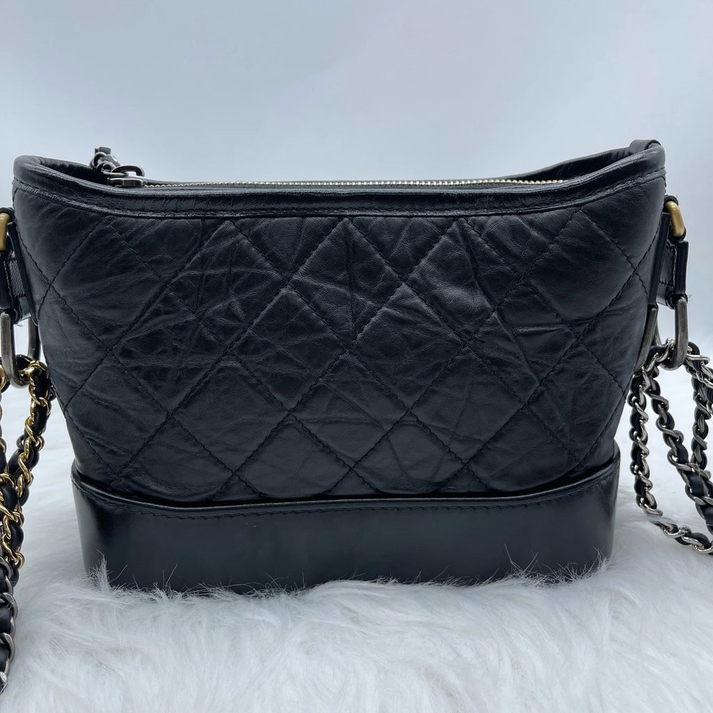 CHANEL Gabrielle Vintage Black Calfskin Shoulder Crossbody Bag For Women