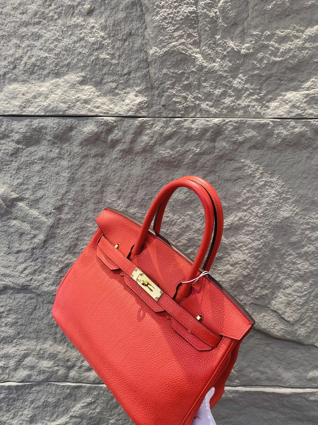 Hermes Birkin 30 Rouge Tomate Togo Leather Gold Hardware Top Handle Bag