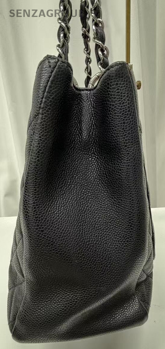 CHANEL Black Silver MatelasseChain GST  Shoulder Bag Tote