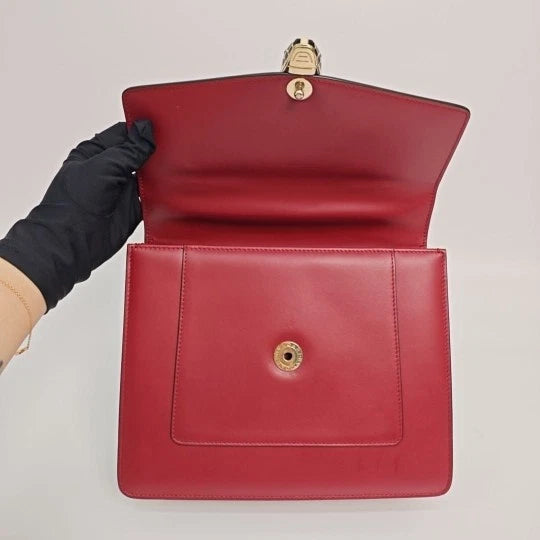 Bvlgari Serpenti Forever Red Leather Shoulder Crossbody Bag For Women