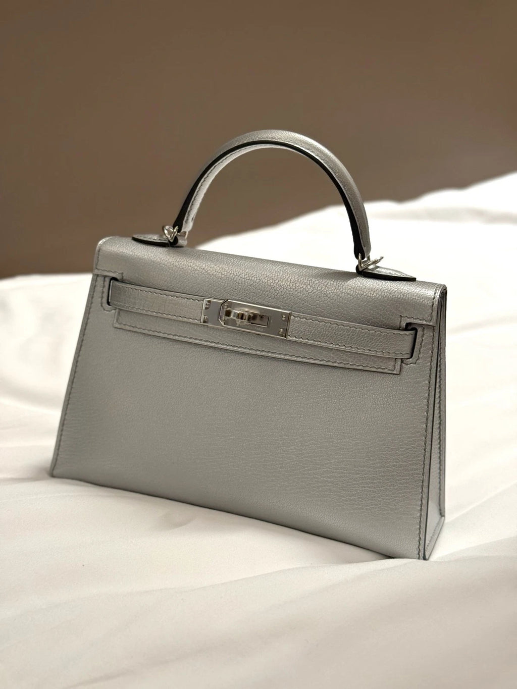 Hermes Mini Kelly Olympic Silver Top Handle Bag For Women