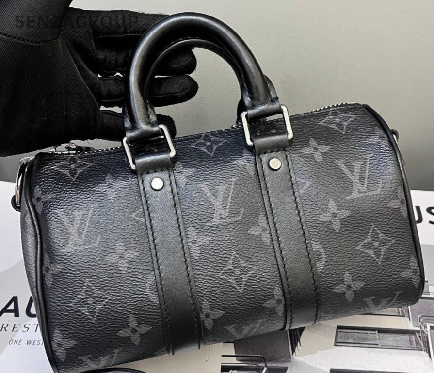 Louis Vuitton  Keepall XS Monogram Top Handle Shoulder Bag Black Silver Women