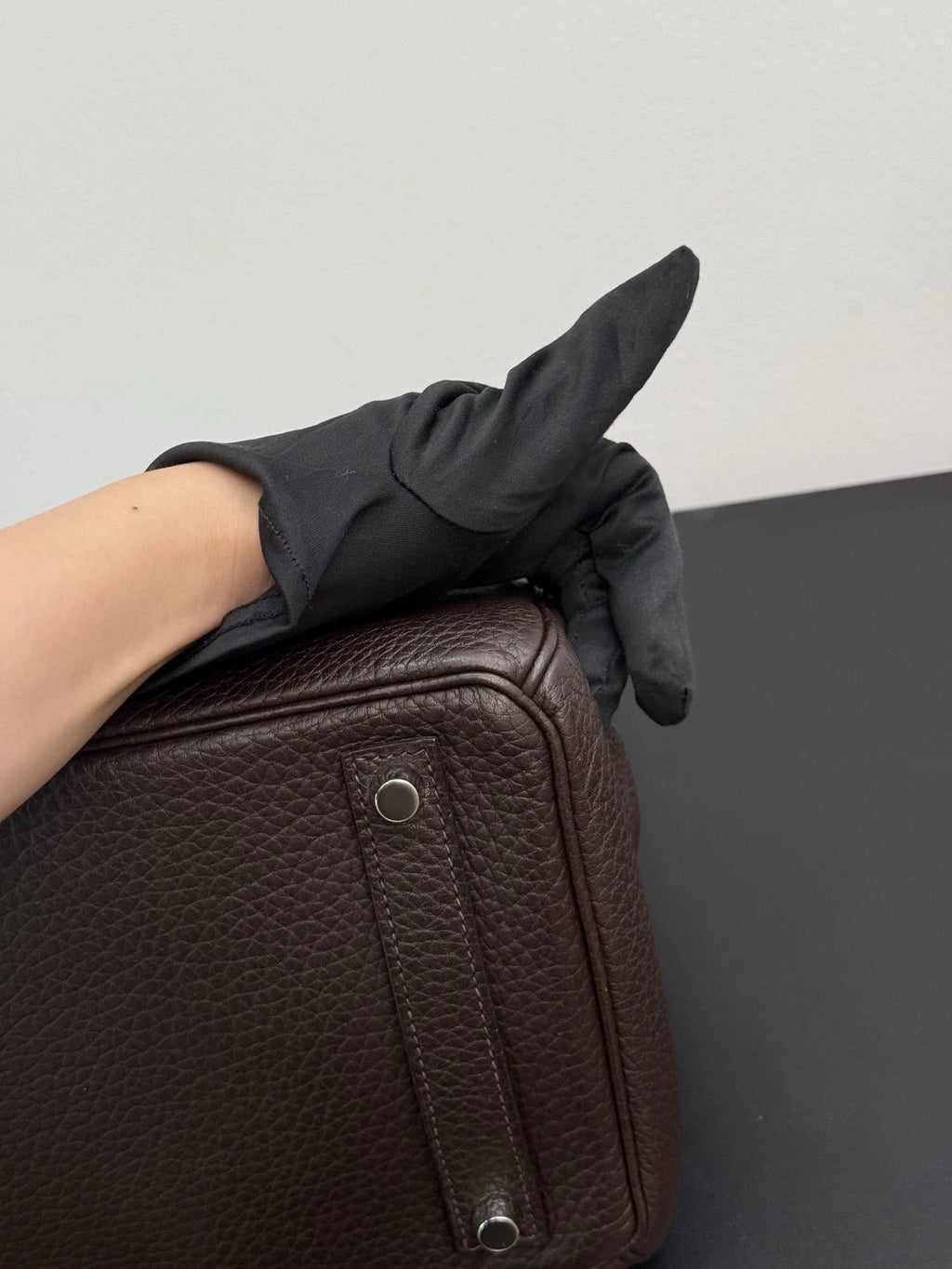 Hermes Hac32 Ebony Black Silver Top Handle Bag Used Women Classic