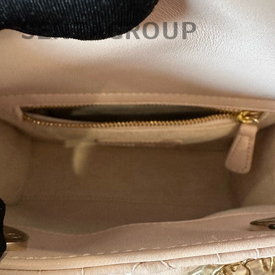 Dior Lady Dior Bag Pink Gold Hardware Cannage Quilted Handbag
