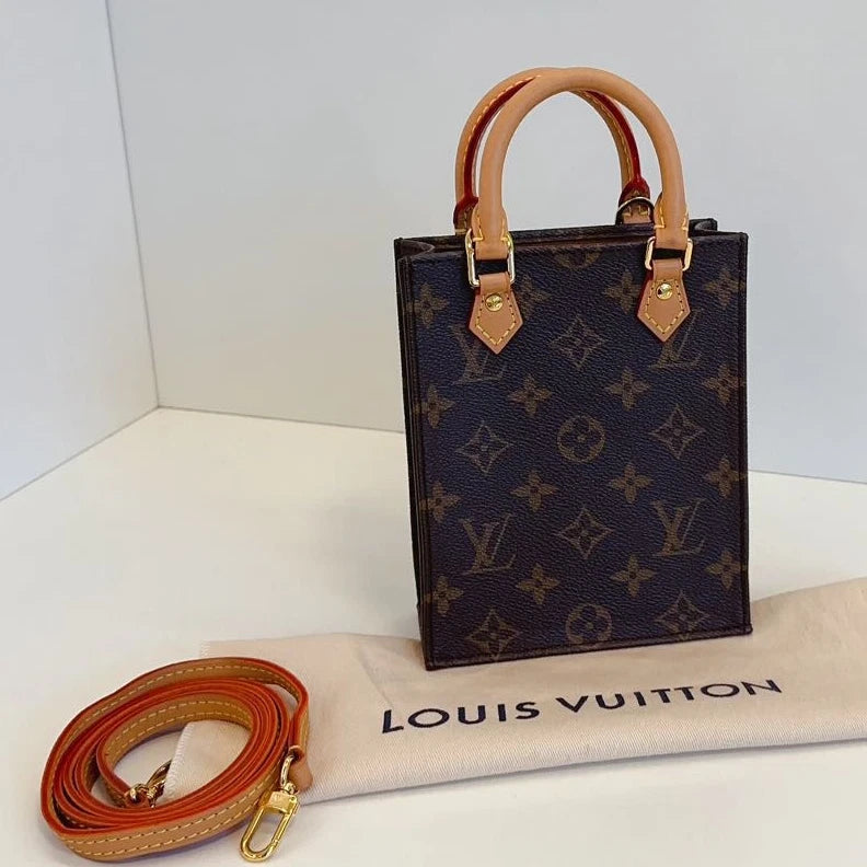 Louis Vuitton Tote Mini Monogram Top Handle Crossbody Bag Brown Women Classic