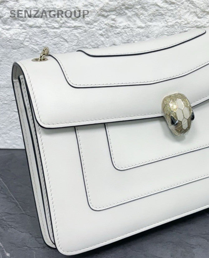 BVLGARI Serpenti Forever Chain Shoulder Bag Crossbody White Gold Women Classic