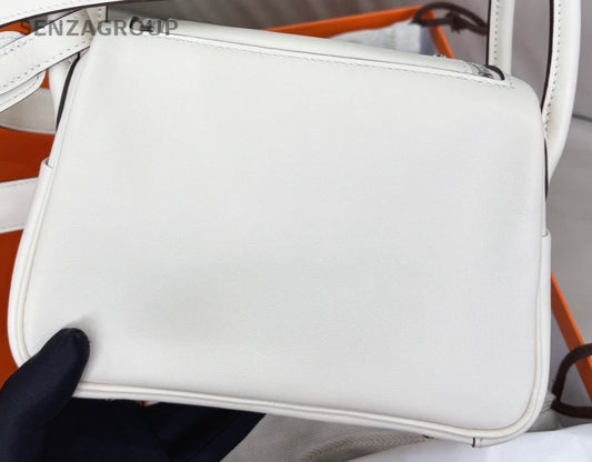 Hermes Nata Lindy Mini Shoulder Bag White Silver Used Women Classic