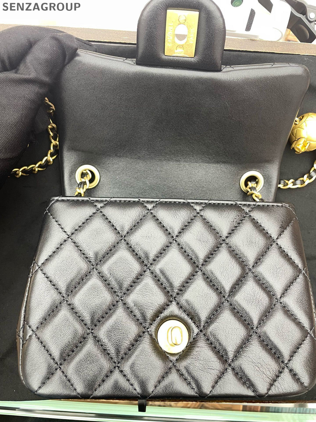 Chanel Classic Flap Black Gold Quilted Lambskin Chain Shoulder Bag