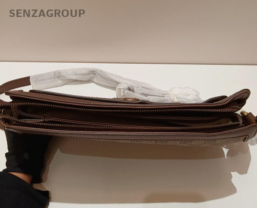 Gucci Ophidia Saddle Shoulder Bag Crossbody Brown Gold Women Classic