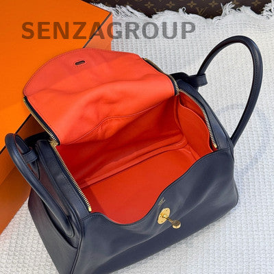 Hermès Lindy 30 Blue Gold Handbag Shoulder Crossbody Bag Women Classic