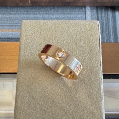 Cartier Love Classic Band Ring 18k Rose Gold with 3 Diamonds EU59/US8.75