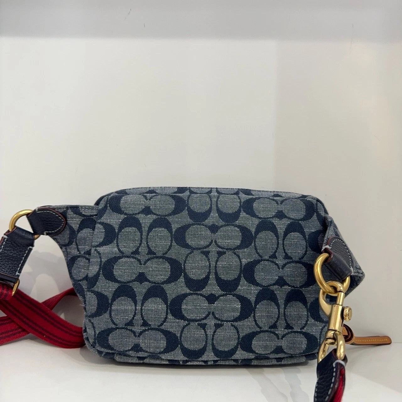 Coach Women's Chambray Canvas Leather Crossbody Camera Waist Bag
