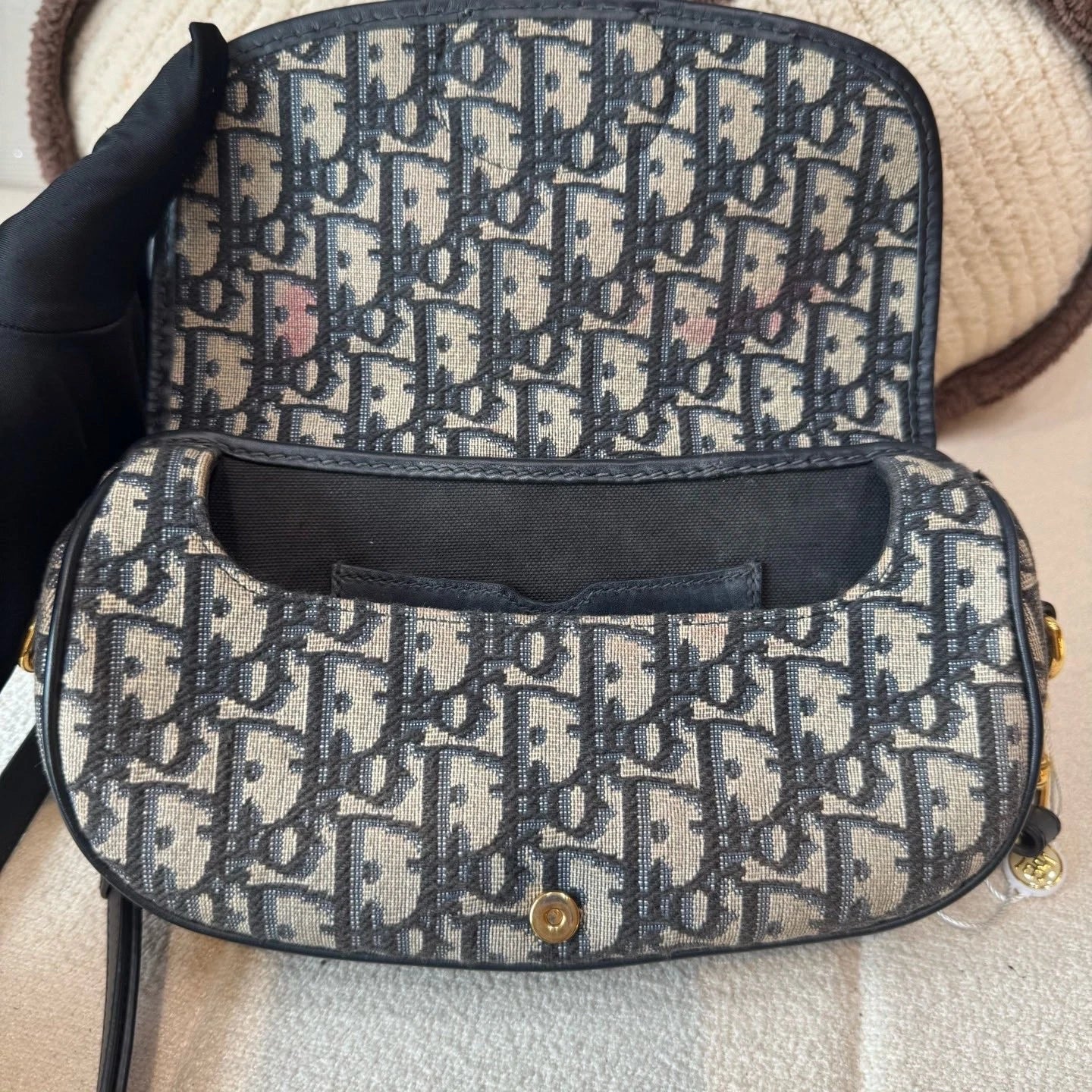 Christian Dior Bobby Oblique Canvas Blue Shoulder Bag Crossbody GHW Excellent
