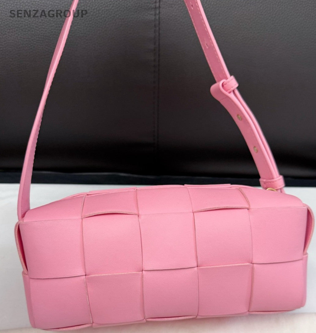 Bottega Veneta Brick Cassette PM Handbag Shoulder Bag Pink Gold Used Women