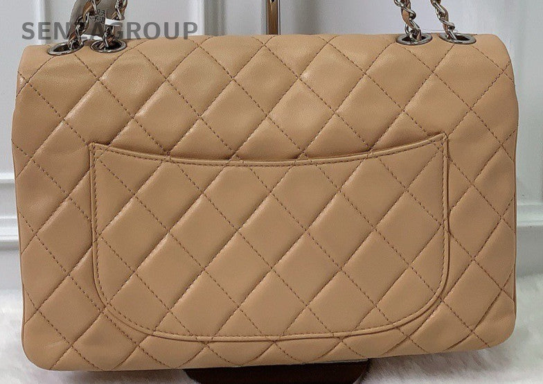Chanel Classic Flap Lambskin Chain Shoulder Bag Pink Silver Women Designer