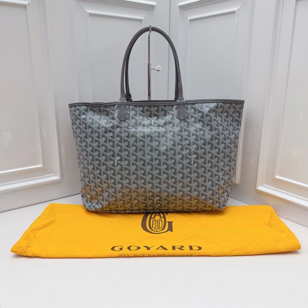 Goyard Monogram Tote CanvasTop Handle Shoulder Bag Gray Women Fashion