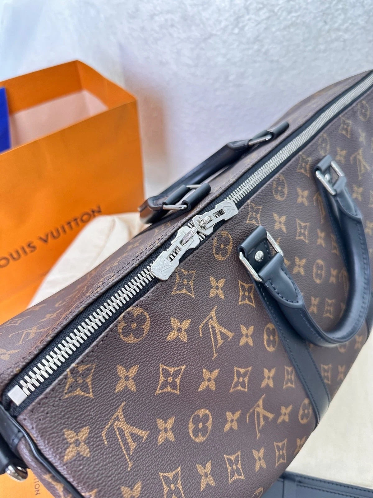 Louis Vuitton Monogram Canvas Leather Keepall45 Travel Handbag Women
