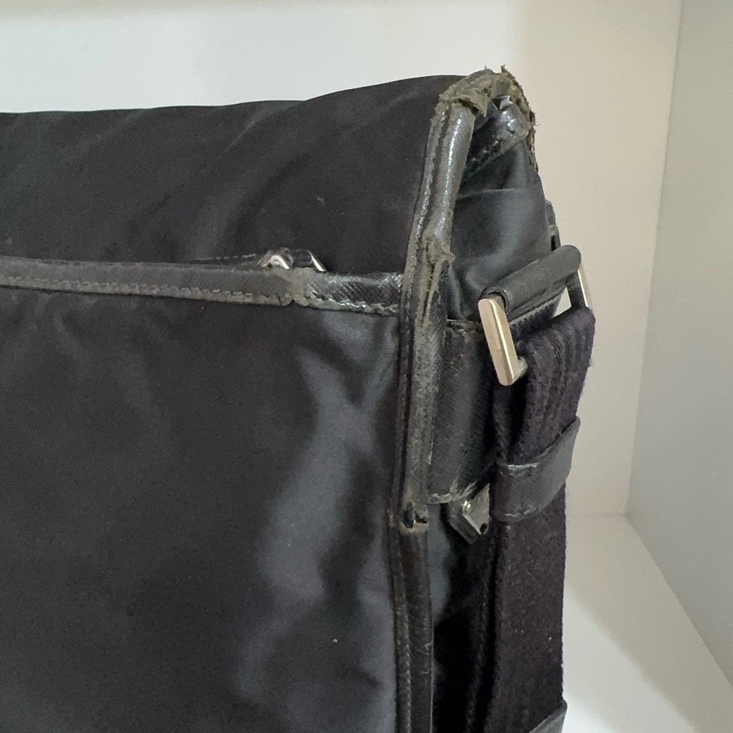 PRADA Nylon Flap Messenger Shoulder Crossbody Bag For Women