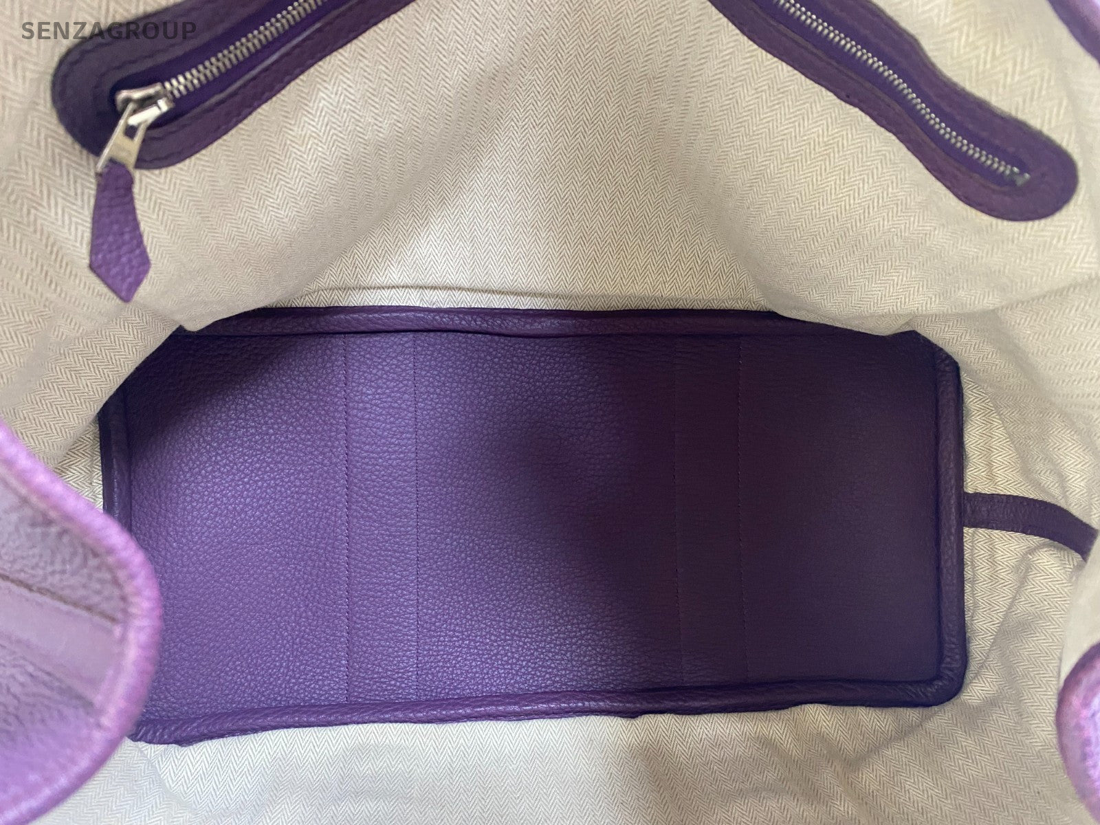 Hermes Garden Party36 Top Handle Bag Purple Silver Used Women Classic Fashion