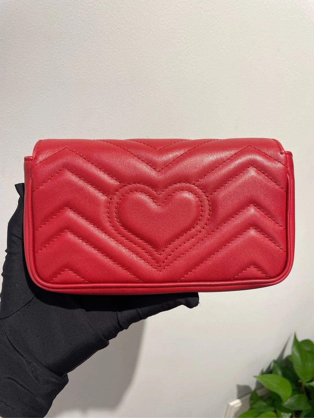 Gucci Marmont Supermini Red Leather Crossbody Bag For Women