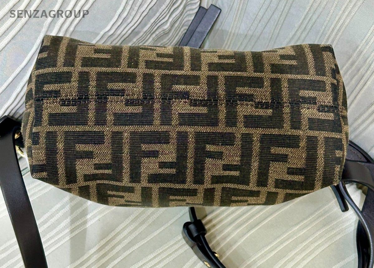 FENDI Classic BYTHEWAY Boston Crossbody Handbag Brown