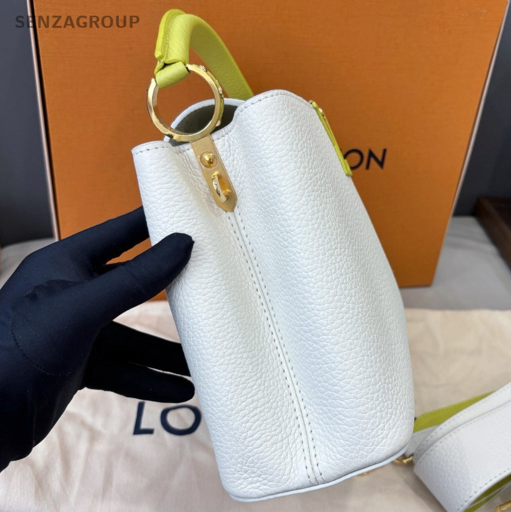 Louis Vuitton Capucines BB Top Handle Bag Crossbody White Gold Women Classic