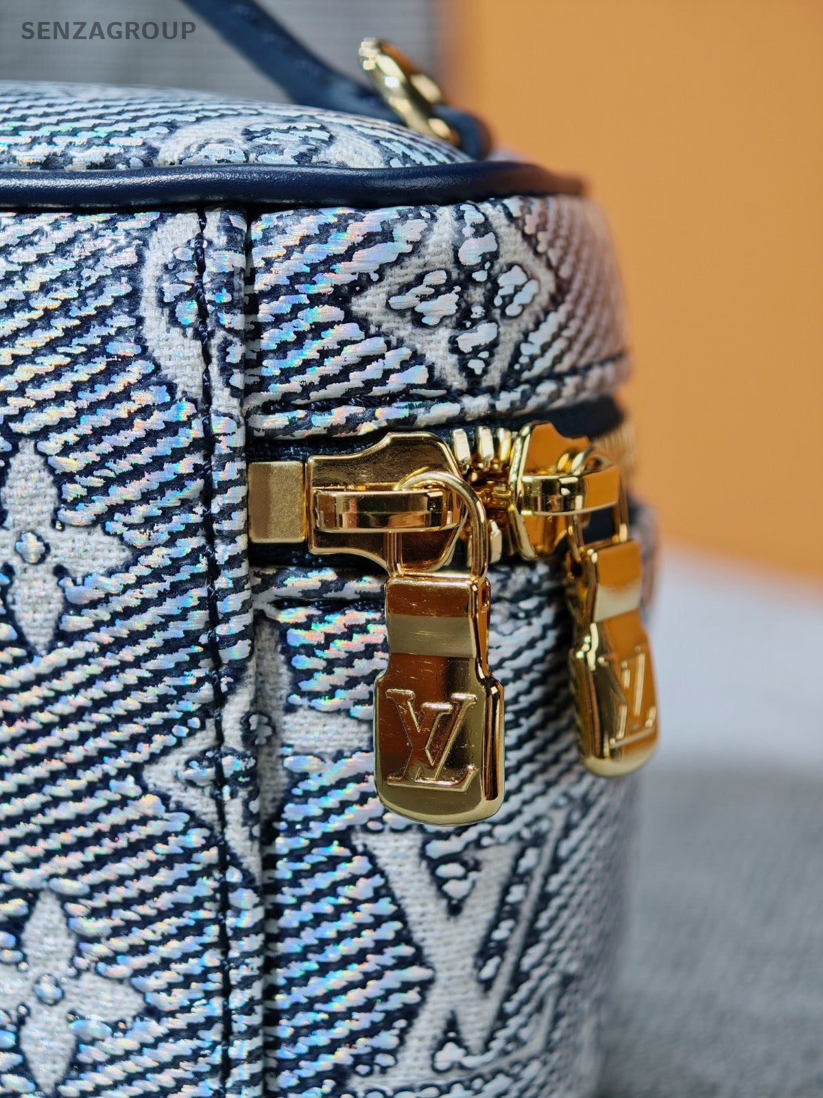 Louis Vuitton Vanity Mini Chain Shoulder Bag Blue Gold Used Women Classic