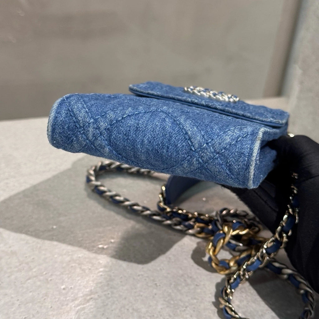 CHANEL Denim Phone Shoulder Crossbody Bag For Women