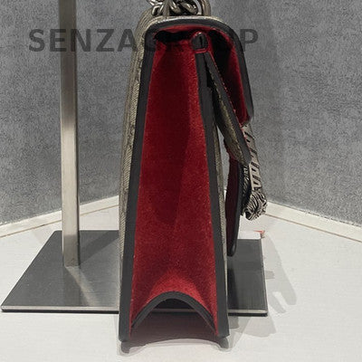Gucci Dionysus Small Chain Shoulder Crossbody Bag Brown Red Silver