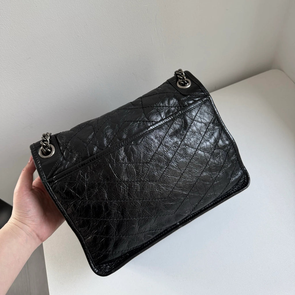 Saint Laurant Niki MM Black Chain Shoulder Bag Crossbody Silver Hardware