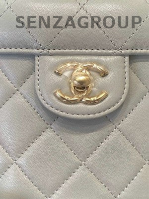 Chanel Light Grey Bucket Chain Box Crossbody Bag Gold CC Logo
