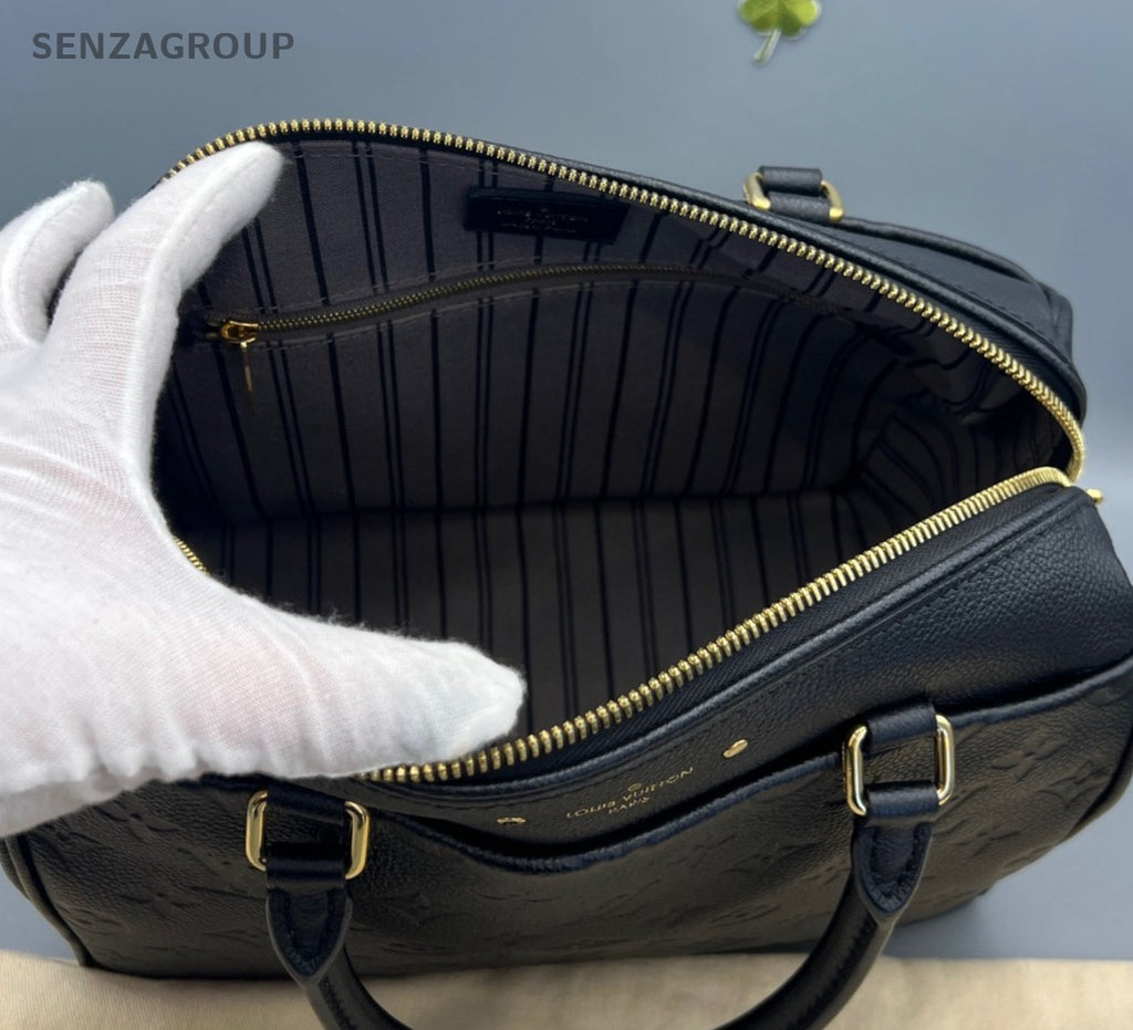 Louis Vuitton Speedy25 Monogram Black Gold Top Handle Bag Crossbody Women