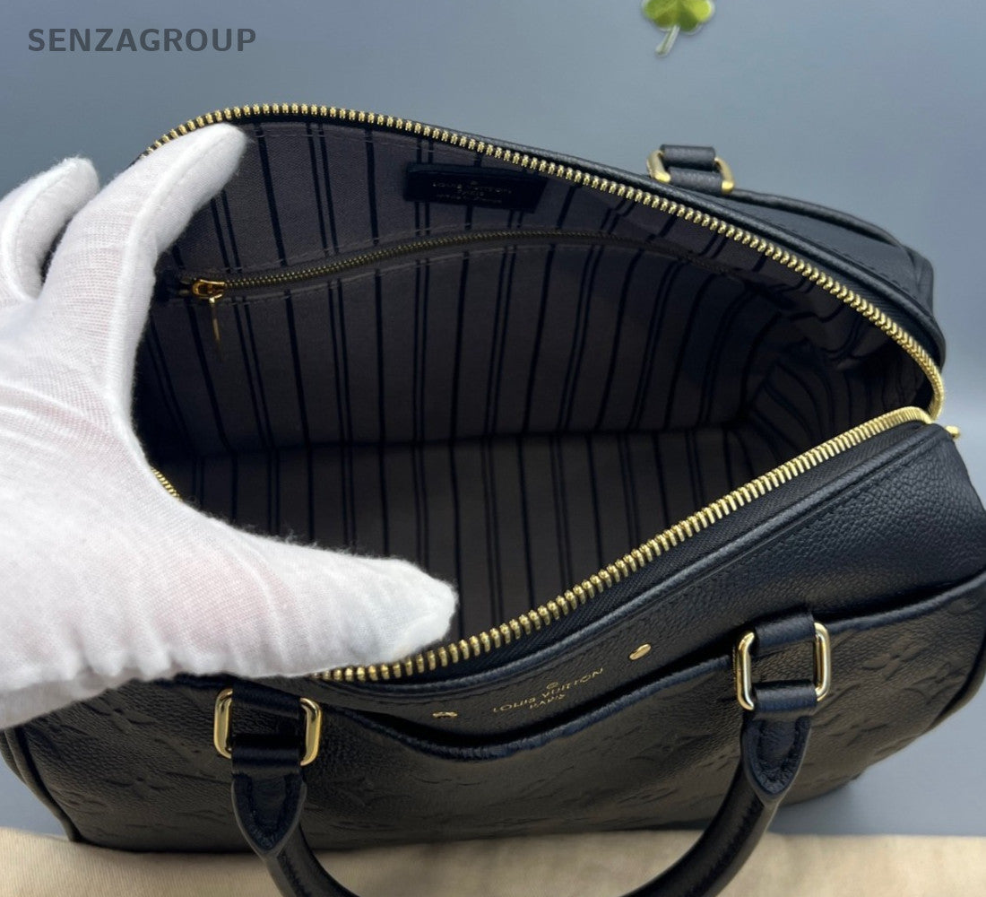 Louis Vuitton Speedy25 Monogram Black Gold Top Handle Bag Crossbody Women