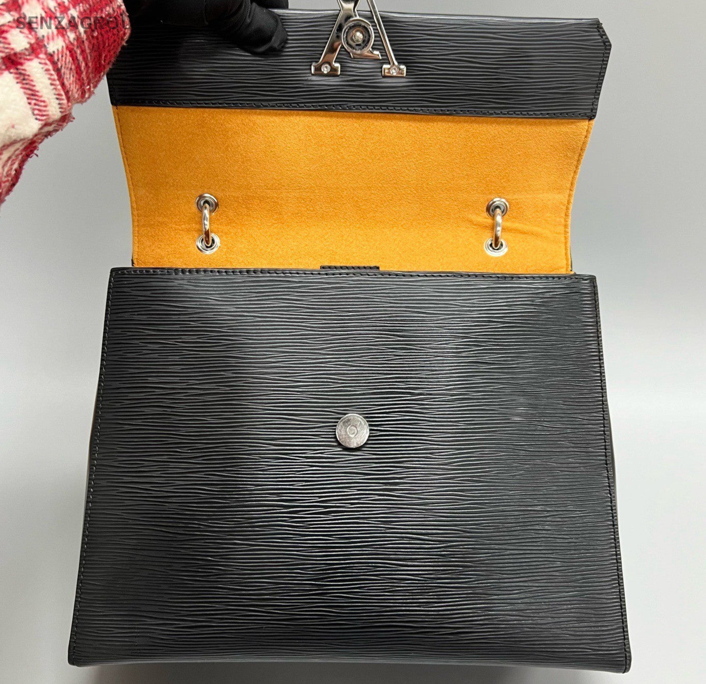 Louis Vuitton Grenelle MM Epi Top Handle Bag Crossbody Black Silver Women