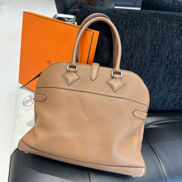Hermes Atlas35 Togo Top Handle Bag Brown Silver Used Women Classic D