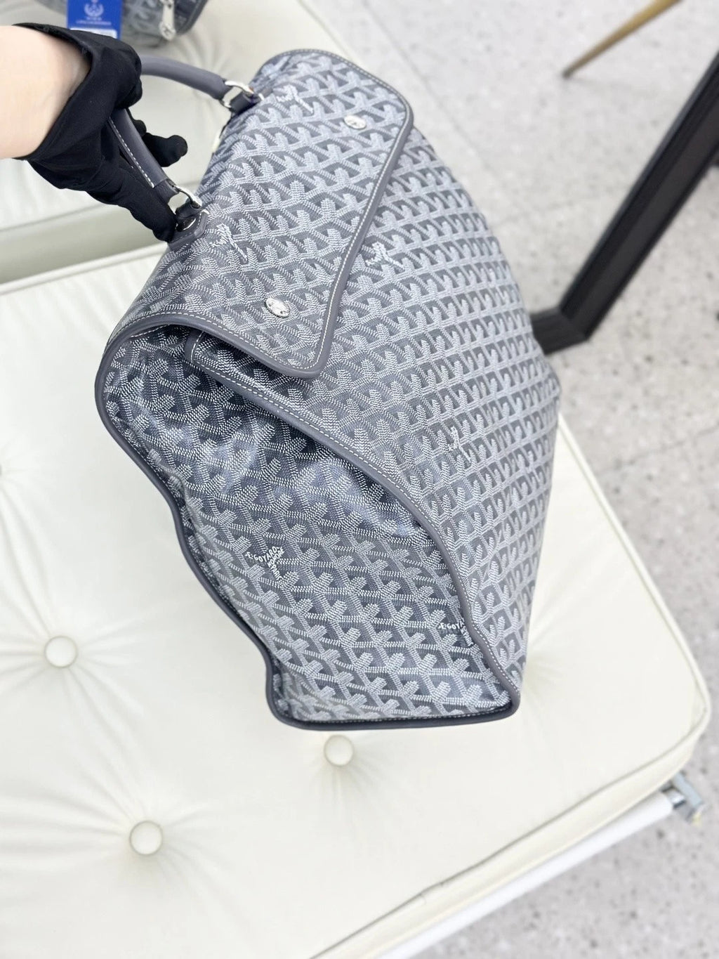 Goyard Backpack GM Monogram Top Handle Bag Gray Silver Unisex Fashion S
