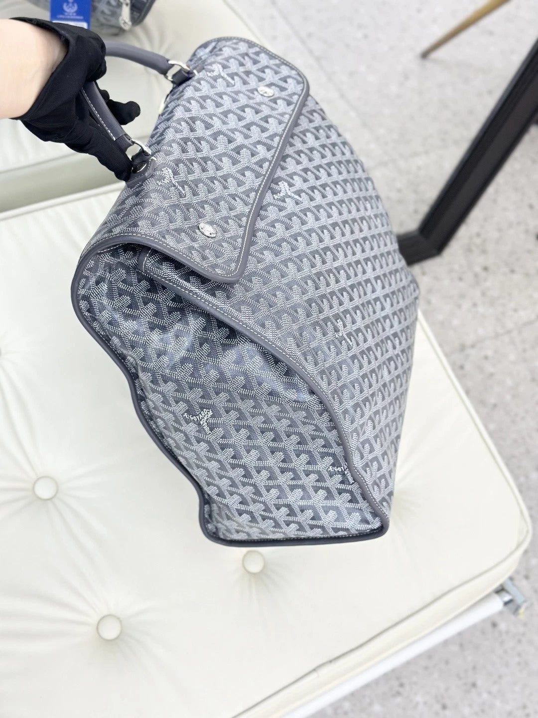 Goyard Backpack GM Monogram Top Handle Bag Gray Silver Unisex Fashion S