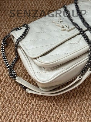 Saint Laurent YSL Niki Small Silver Chain Crossbody Bag Women