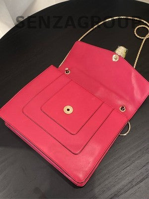 Bulgari Serpenti Forever Medium Pink Chain Shoulder Bag Gold Clasp