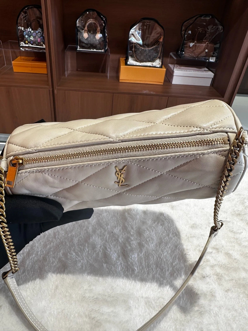 Saint Laurent Lambskin Cylinder Underarm Shoulder Bag For Women