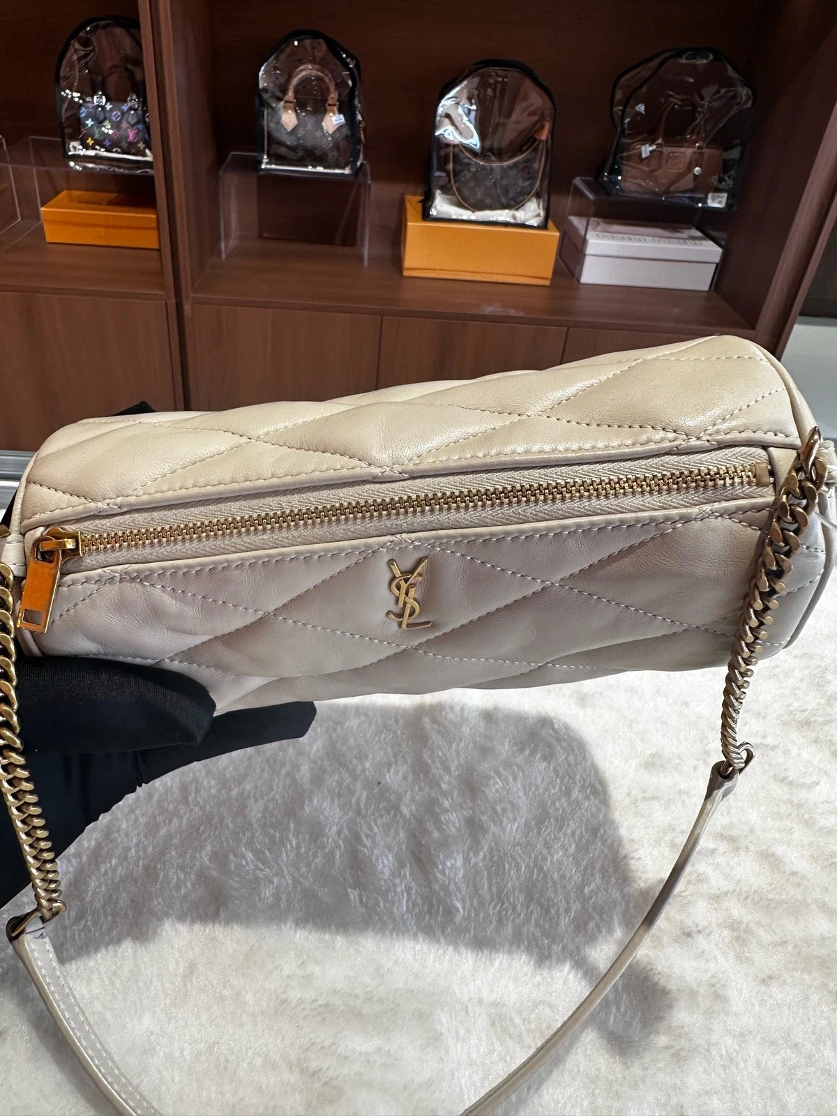 Saint Laurent Lambskin Cylinder Underarm Shoulder Bag For Women