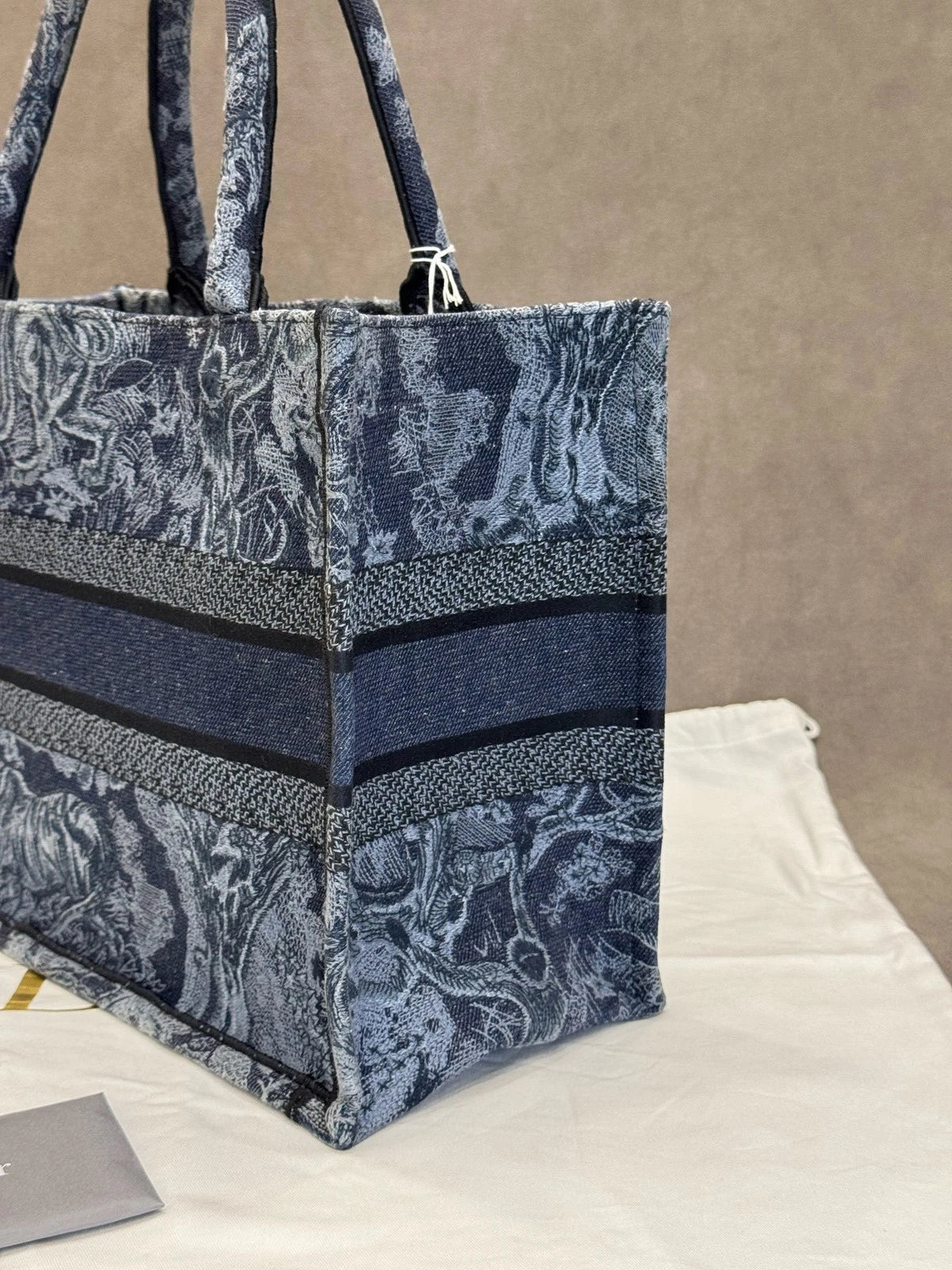 Dior Canvas Embroidered Printed Medium Tote Handbag For Women